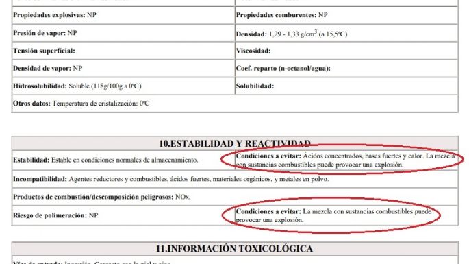 Especificaciones técnicas: El fertilizante líquido UAN sí es explosivo en contacto con combustibles