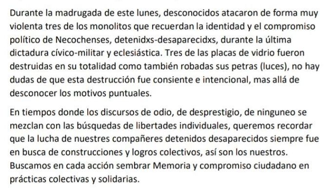 Una vez más atacaron el Paseo de la Memoria: Las cámaras de la Muni no estaban conectadas