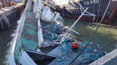 Los fuertes vientos hundieron un buque amarrado en el puerto de Ingeniero White