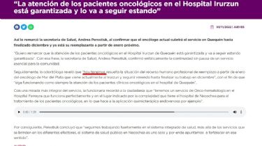 Cierran el servicio de oncología en el hospital de Quequén y la Comuna intenta tapar todo con propaganda