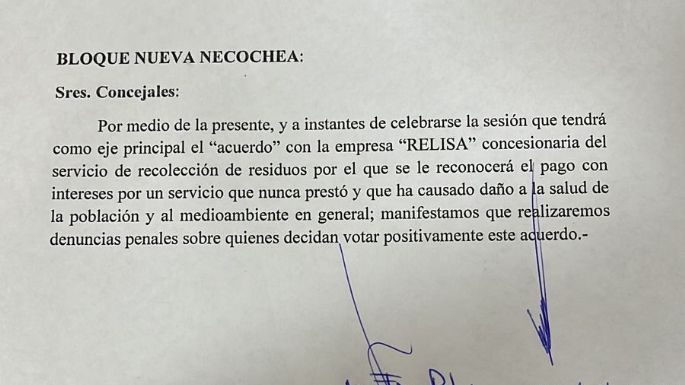 Macrismo local notificó a los concejales sobre la formación de causas penales si se aprueba el convenio de la basura