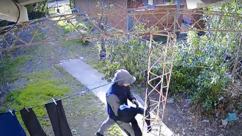 Quequén: Ladrón entró al patio de una casa para robar ropa de un cordel y quedó filmado por una cámara