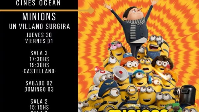 Cines Ocean presenta Minions 2, el gran estreno de la semana