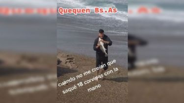 Furor en Tiktok: Un quequenense sacó 18 corvinas con sus manos y se viraliza el video