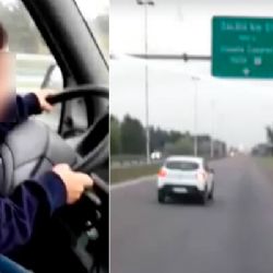 Indignante: un padre obligó a su hijo a manejar su camioneta en una autopista