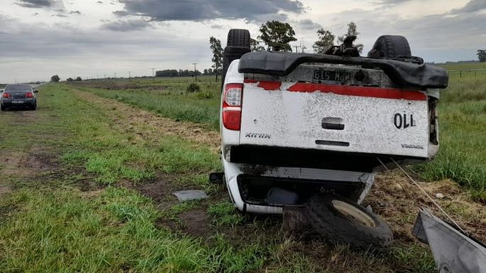 Un necochense salió ileso tras volcar con su camioneta en la Ruta 68