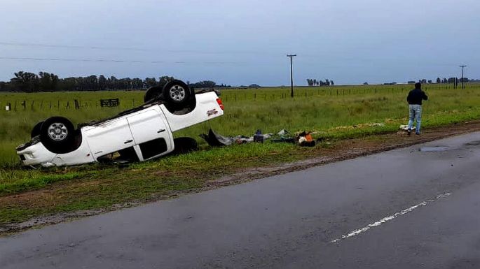 Un necochense salió ileso tras volcar con su camioneta en la Ruta 68