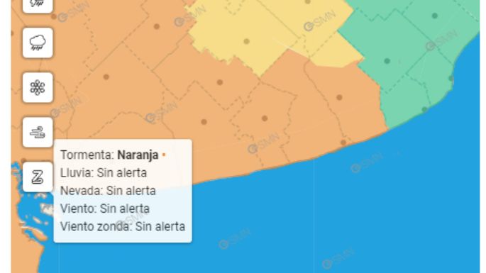 Necochea bajo alerta naranja por tormentas “severas” y lluvias que podrían superar los 100 milímetros