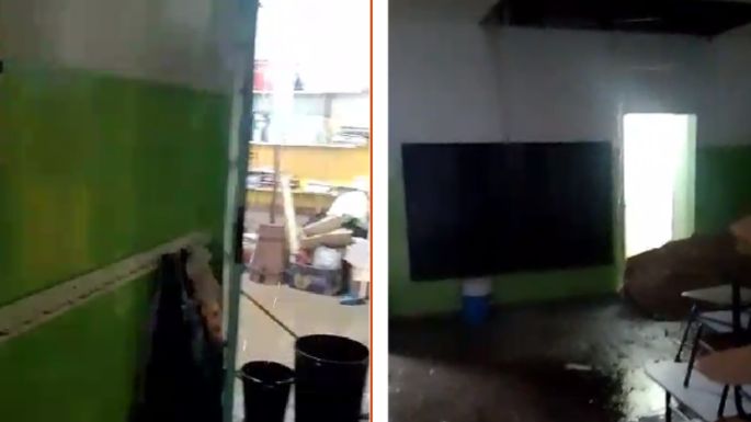 Tormenta y granizo: Se le rompió el techo y el cielorraso a la Escuela N°47 y se inundó