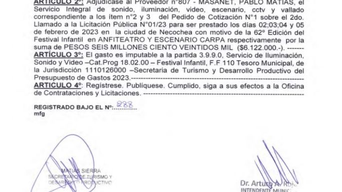 La Comuna gastó 18 millones de pesos en luces y sonido por 4 días del Festival Infantil