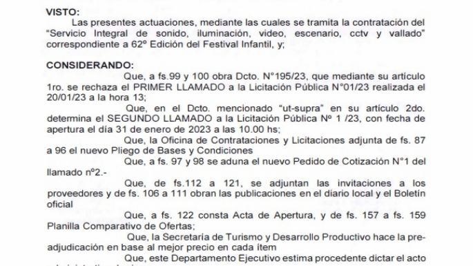 La Comuna gastó 18 millones de pesos en luces y sonido por 4 días del Festival Infantil