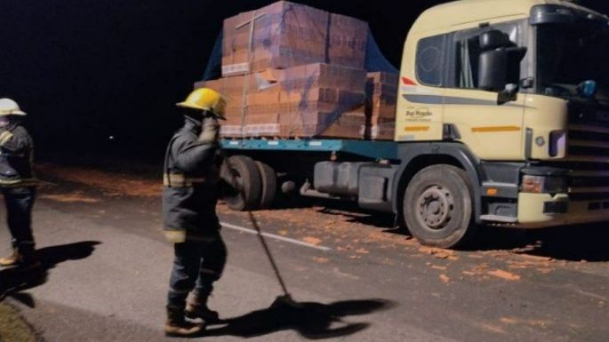 Un camión perdió los ladrillos que transportaba en ruta 86