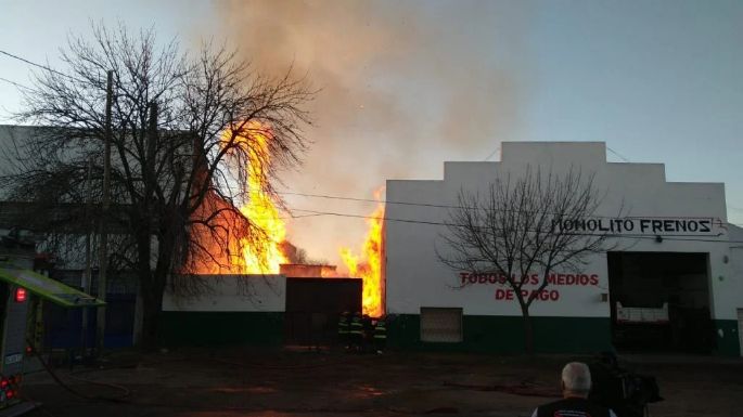 Voraz incendio en un depósito de palets en Mar del Plata