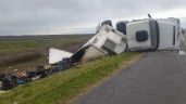 Ruta 2: Impactante vuelco de un camión que viajaba hacia Mar del Plata