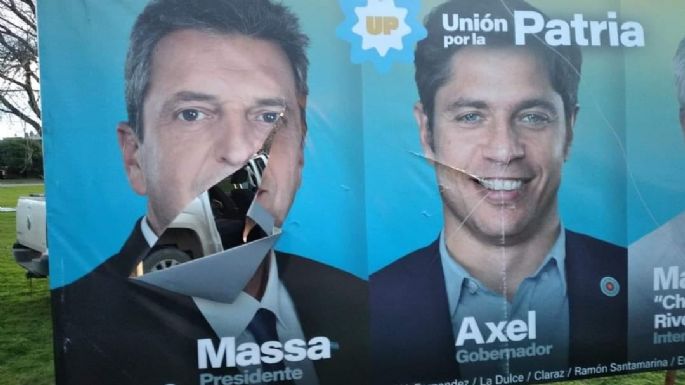 Se picó la campaña: Vandalizaron un cartel de Unión por la Patria y denuncian hackeo de redes sociales