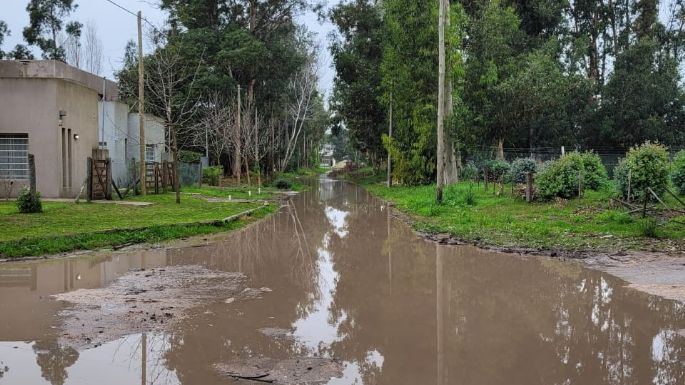 3 cuadras de calle anegadas en Barrio Parque: "Estoy por salir a pasear en una canoa"