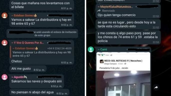 Advierten por grupos de WhatsApp donde se organizan saqueos a comercios de Necochea