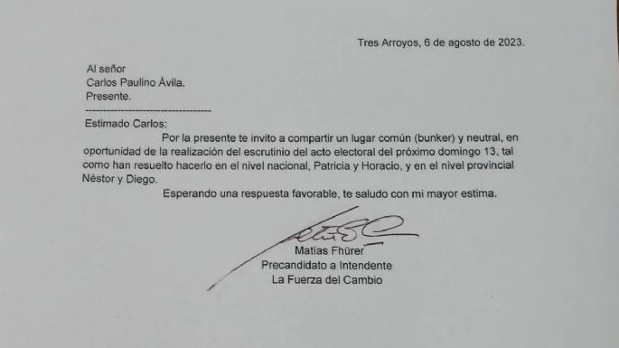 Tres Arroyos: Un precandidato a intendente invitó a su rival a compartir bunker