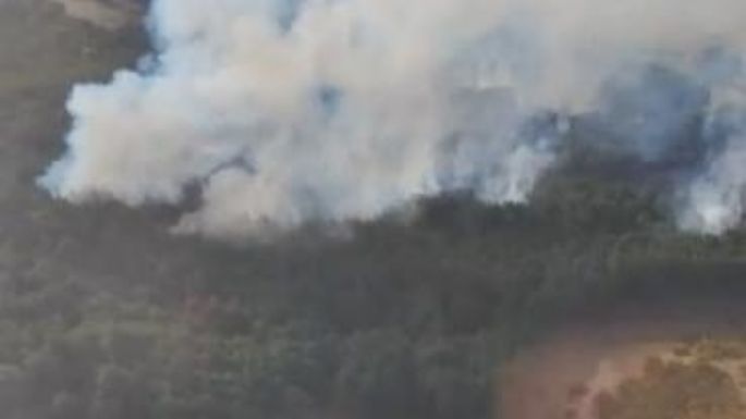 Con aviones hidrantes y bomberos de toda la zona batallan contra las llamas en las estancias Moromar y La Mora