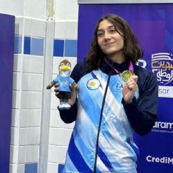 Guadalupe Angiolini, medalla de Plata en los 100 Mariposa y doble podio en la Gimnasiada Mundial U18