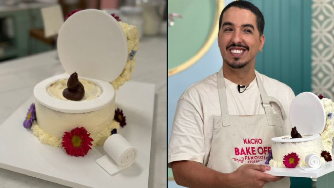 BakeOff: Nacho Elizalde presentó una torta con forma de inodoro recordando a Necochea