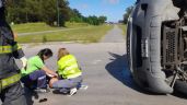 Foto ilustrativa de la nota titulada Fuerte choque y vuelco en la Ruta 88: Bomberos rescataron a un conductor atrapado