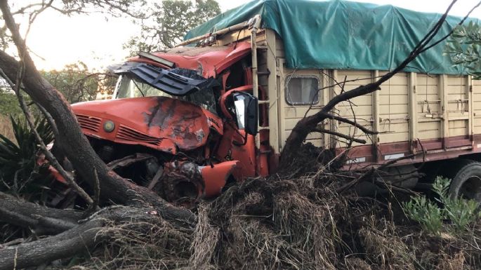 Volcó un camión cerca del acceso a Balneario San Cayetano