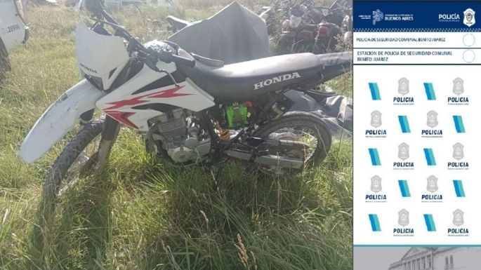 Un menor de edad chocó en Benito Juárez con una moto que había sido robada en Necochea