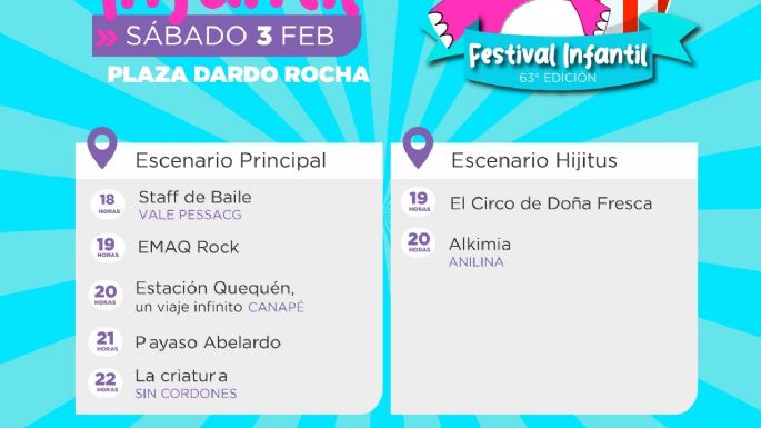 Continúa el Festival Infantil: Esterate la grilla de shows de este sábado