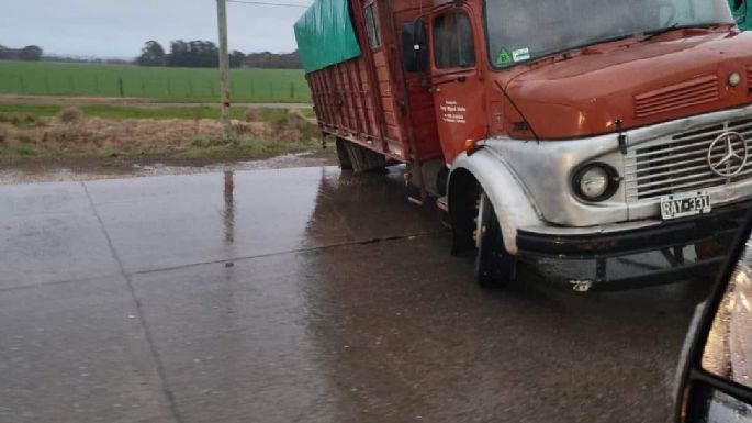 Camión cargado con cebada perdió el control y bloqueó la Ruta 227